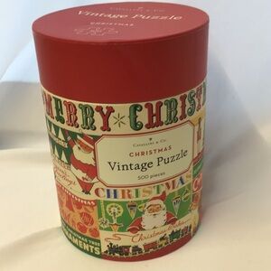 Christmas Vintage Puzzle Cylinder - Red, Green, Cream